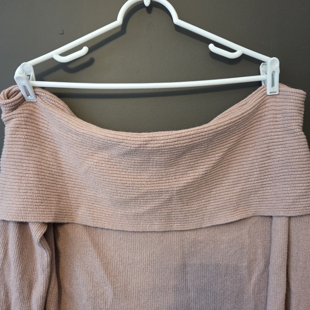 Nordstrom Leith Women's Sweater Off The Shoulder Long Sleeve Size 1X Light‎ Pink - Picture 2 of 7